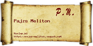 Pajzs Meliton névjegykártya